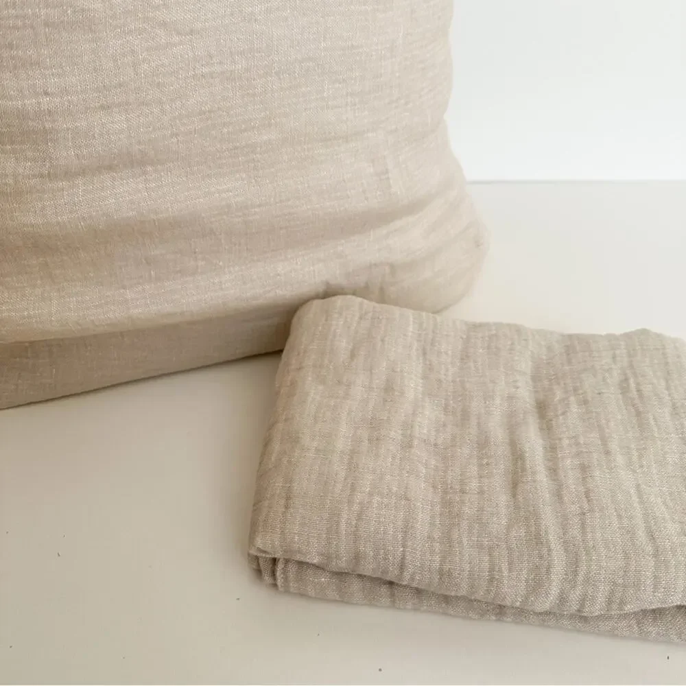 Set of 2 Restoration Hardware Crinkled Linen-Cotton Euro Shams